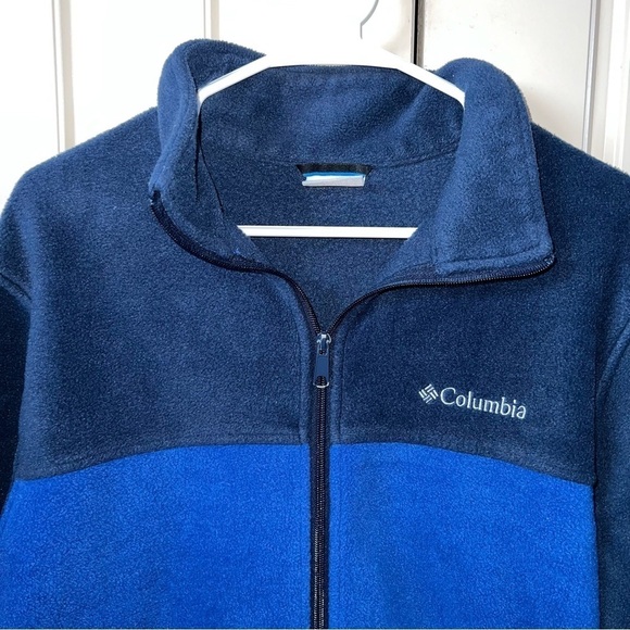 Columbia Large Two Tone Blue Fleece Zip-Up Sweater Jacket Size Large - Picture 3 of 14